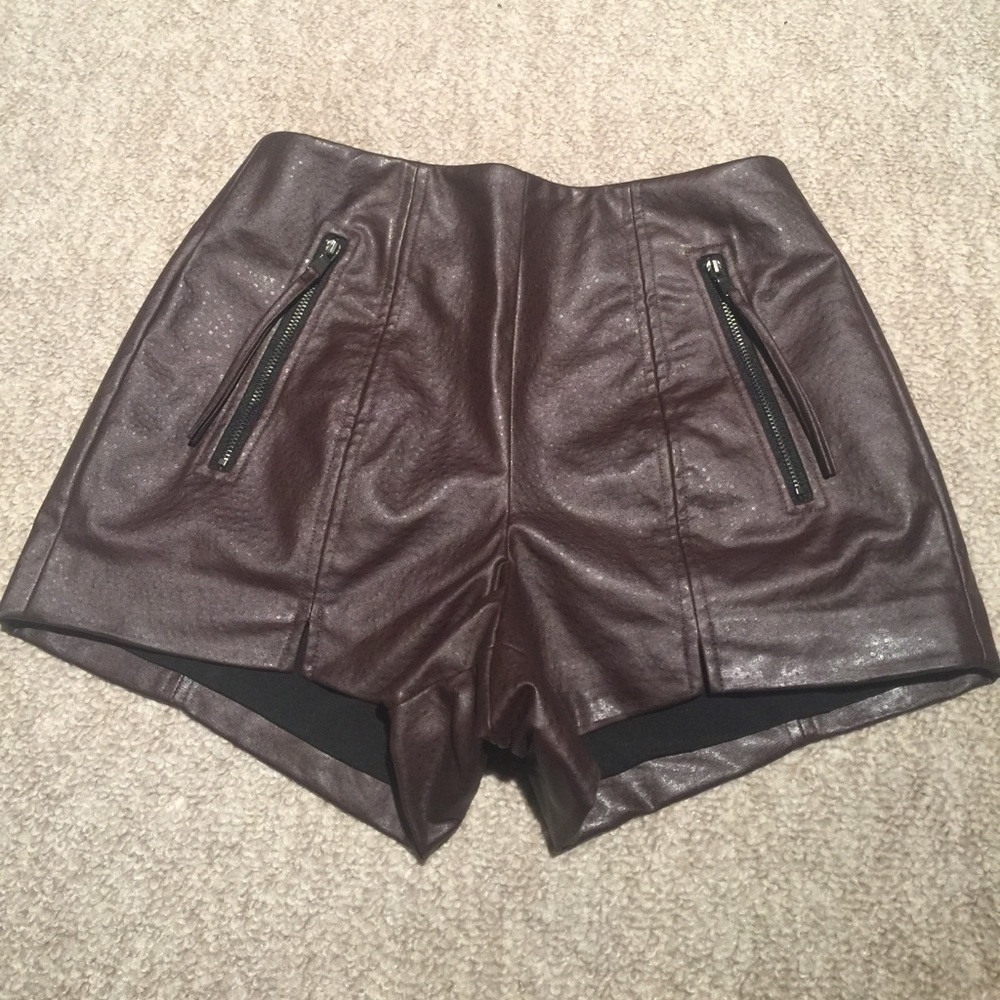 Urban Outfitters faux brown leather shorts