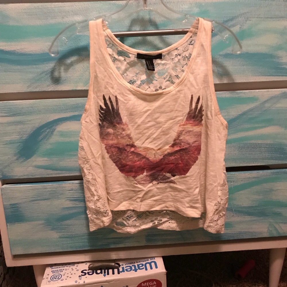 Forever 21 Crop Shirt with Lace Back