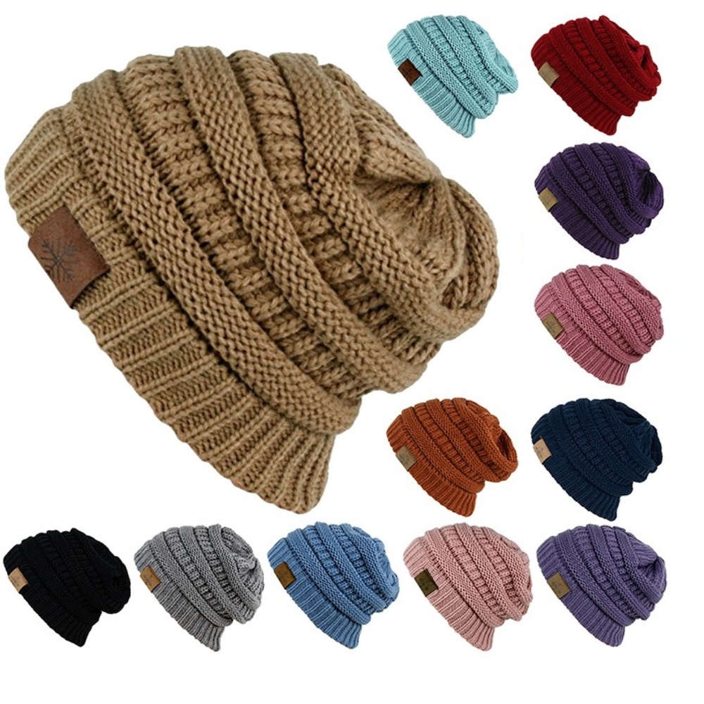 Unisex Cable Knit Dusty Mauve Beanie - Picture 2 of 2