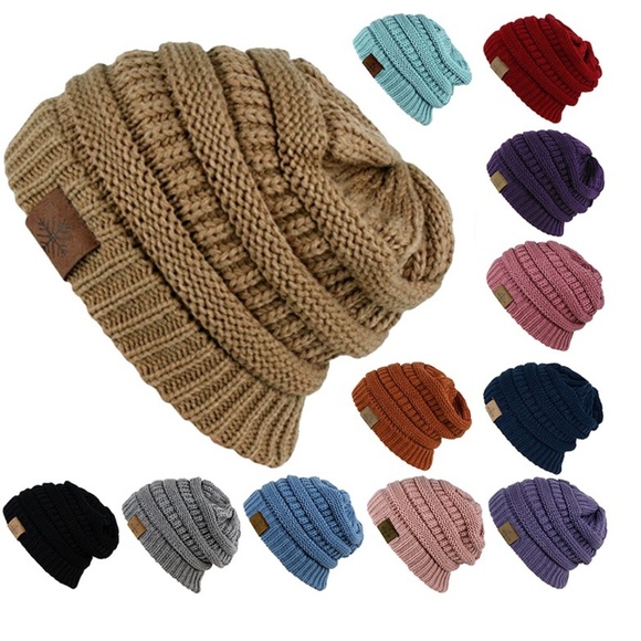 Unisex Cable Knit Dusty Mauve Beanie - Picture 2 of 2