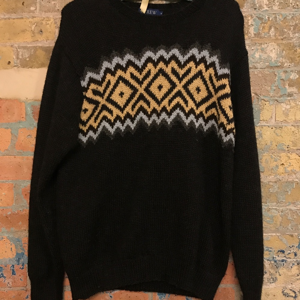 Jcrew black patterned wool sweater