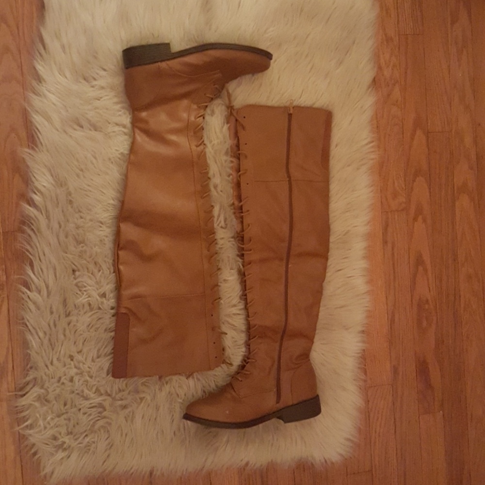 Brown combat boots