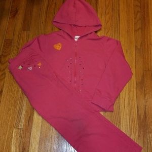 Gymboree pink hearts jogging set sz 7