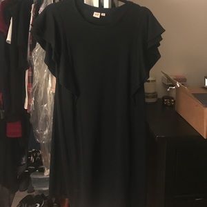 Black ruffle sleeve dress
