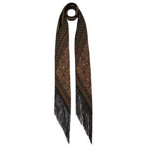 Rockins Tiger Paisley Classic Skinny Fringe Scarf