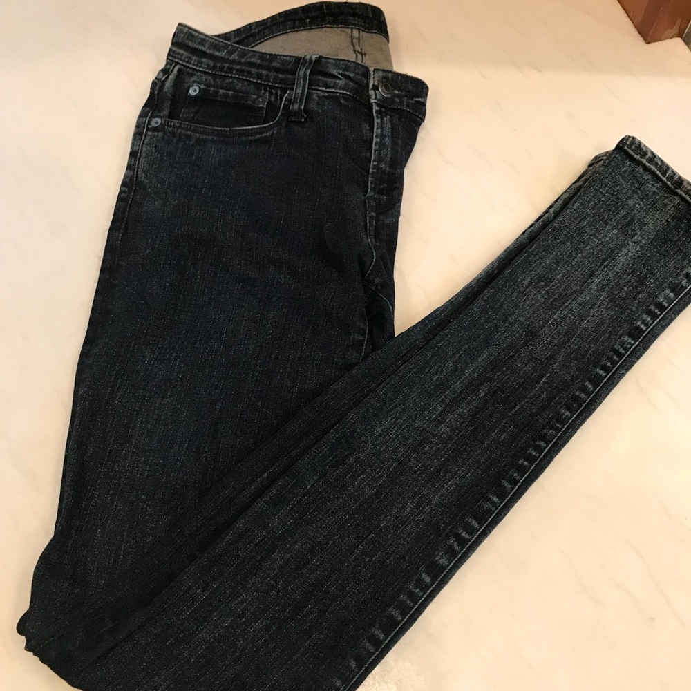 HELMUT LANG Distressed Black Skinny Jeans 27