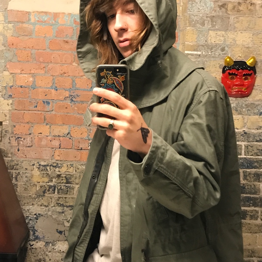 Gap Green Hooded Rain Trench Coat