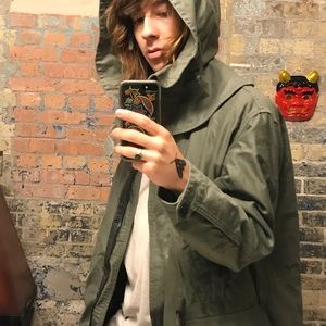 Gap Green Hooded Rain Trench Coat