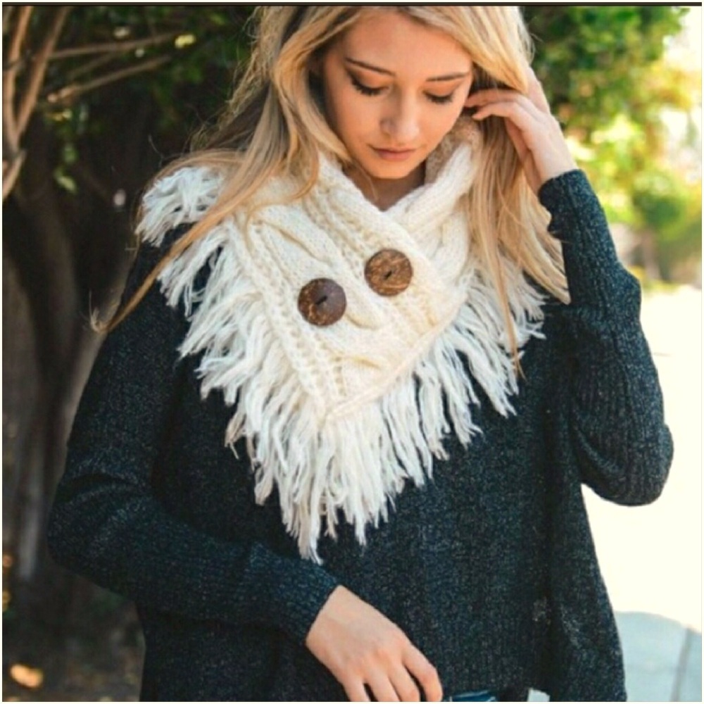 So SOFT Gray Button Scarf Neck Warmer - Picture 4 of 8