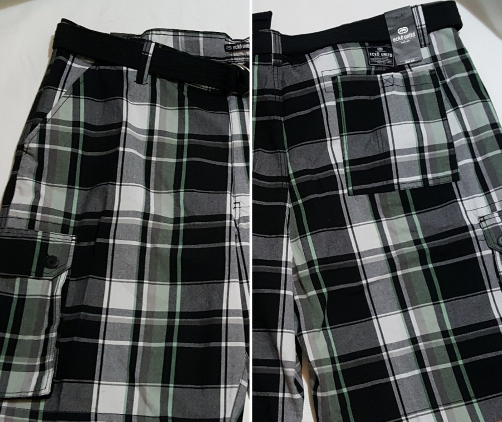 ECKO UNLIMITED FIT CLASSIC BLACK green plaid Cargo