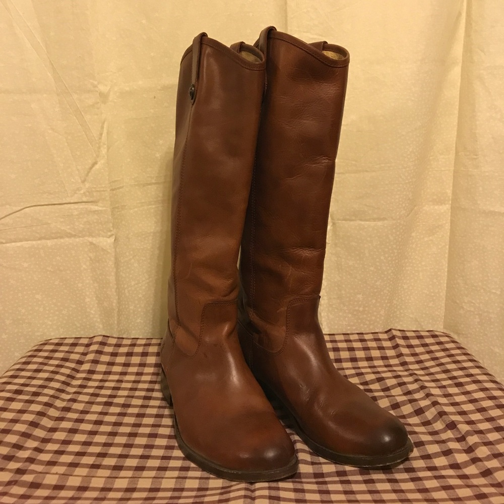 Frye Melissa Button Boots cognac
