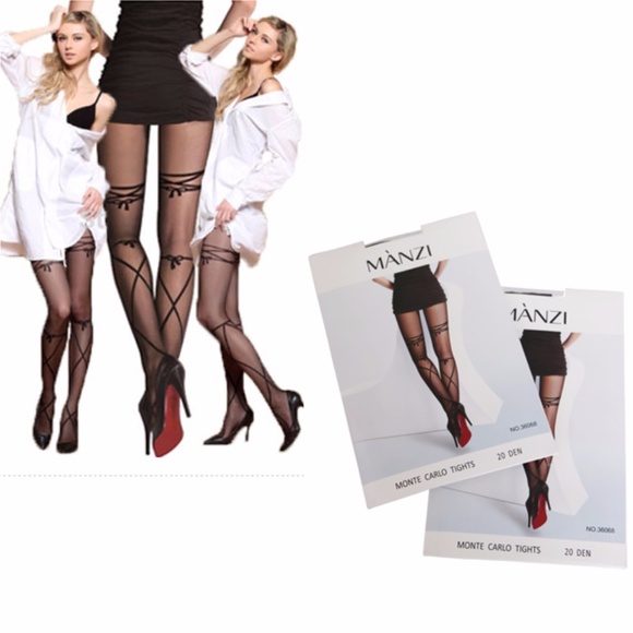 Manzi | Accessories | Nwt Manzi Tights Black Monte Carlo Pantyhose ...