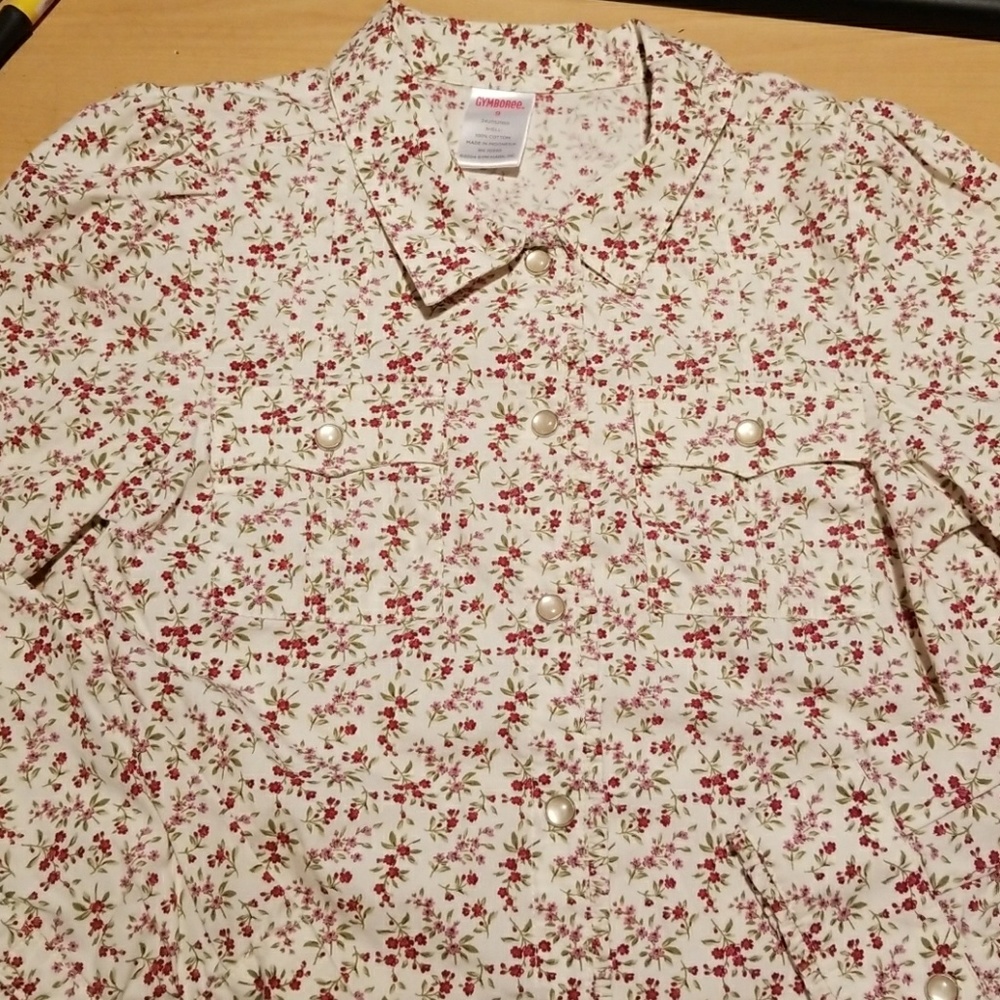 Gymboree Country Pleated Floral Blouse sz 9