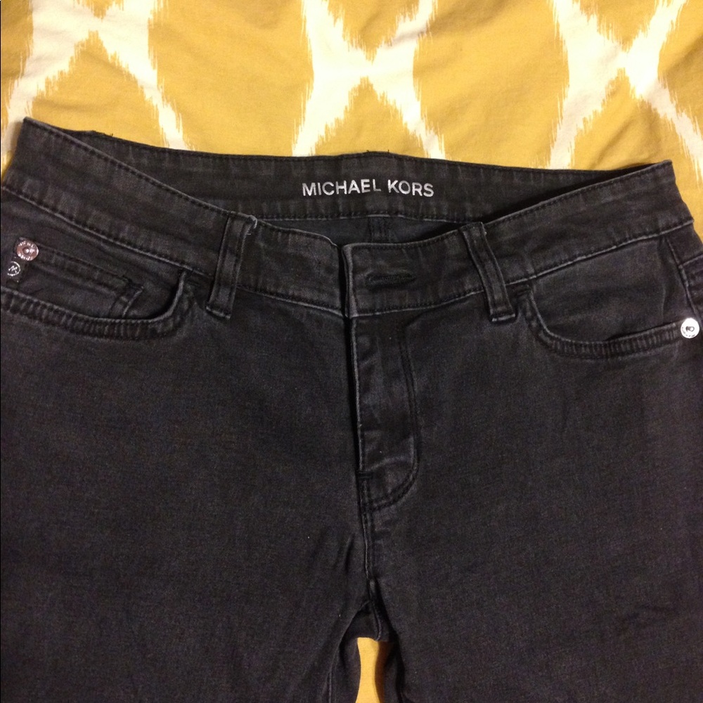 SOLD Michael Kors Faded Black Ankle Zip Jeans