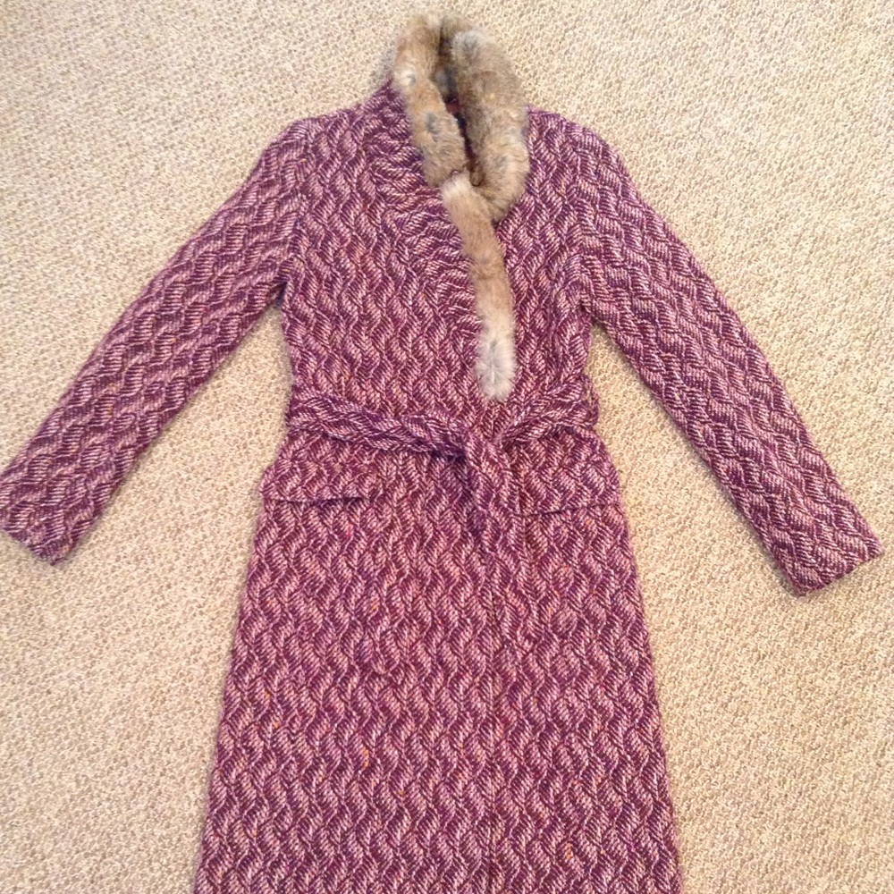 Club Monaco rabbit hair jacket sz XS red