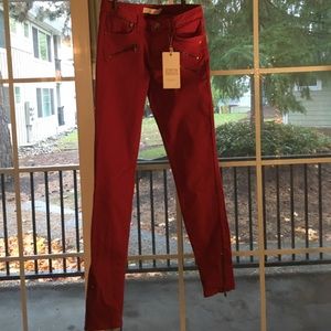 Zara brick denim skinny jeans with zipper details