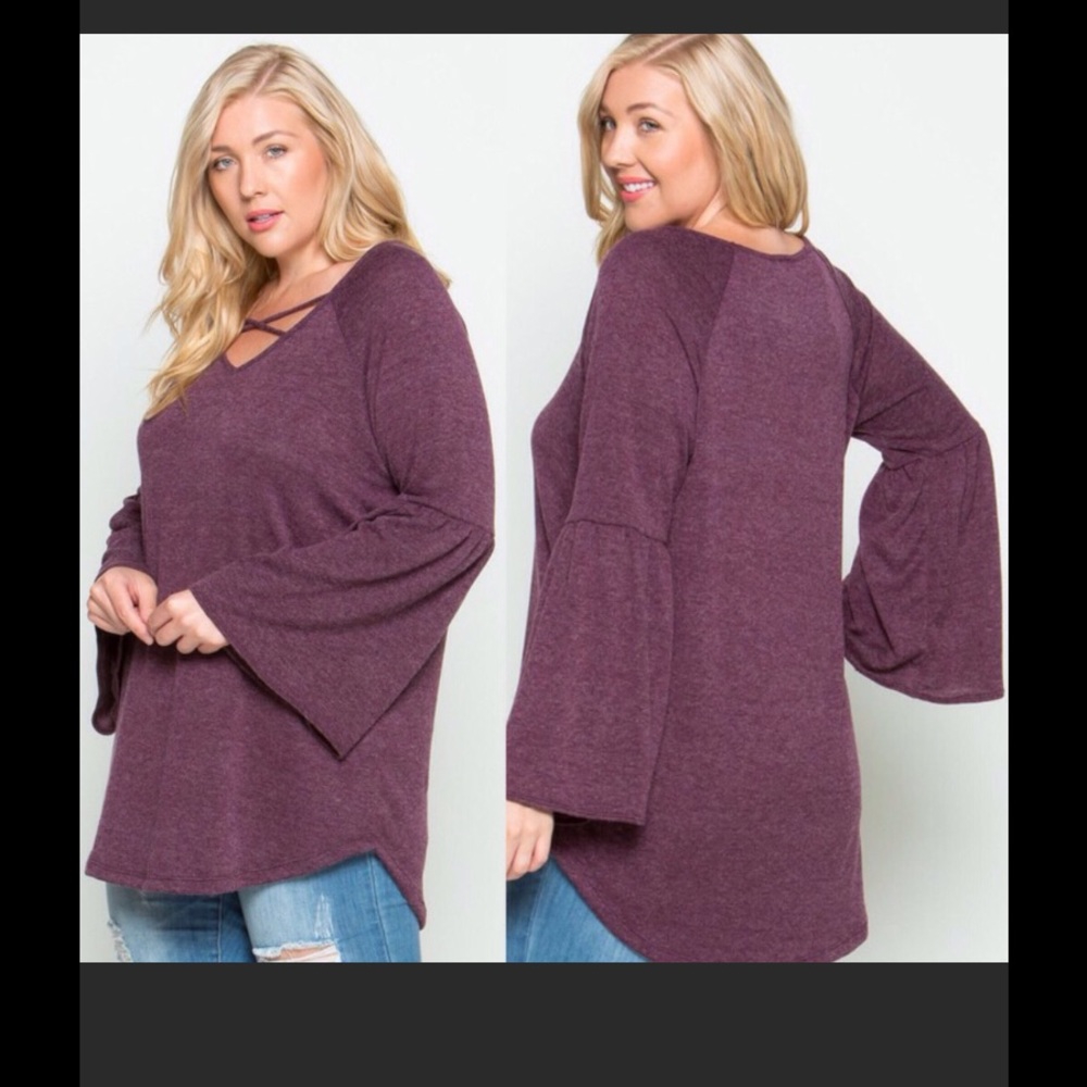 Criss cross bell sleeve tunic-LAST ONE!