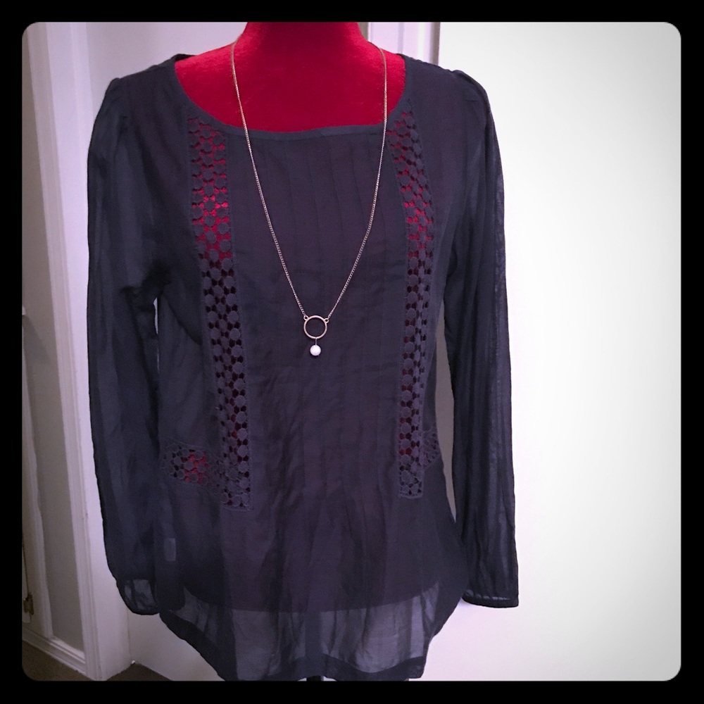 Loft, Sheer Long Sleeved Blouse