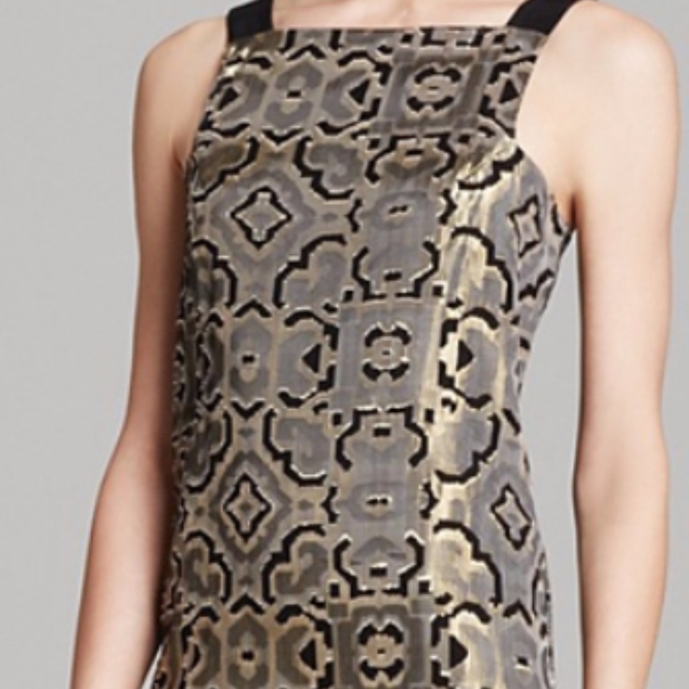 Alice & Trixie Metallic Silk Shift Dress Sz S/M