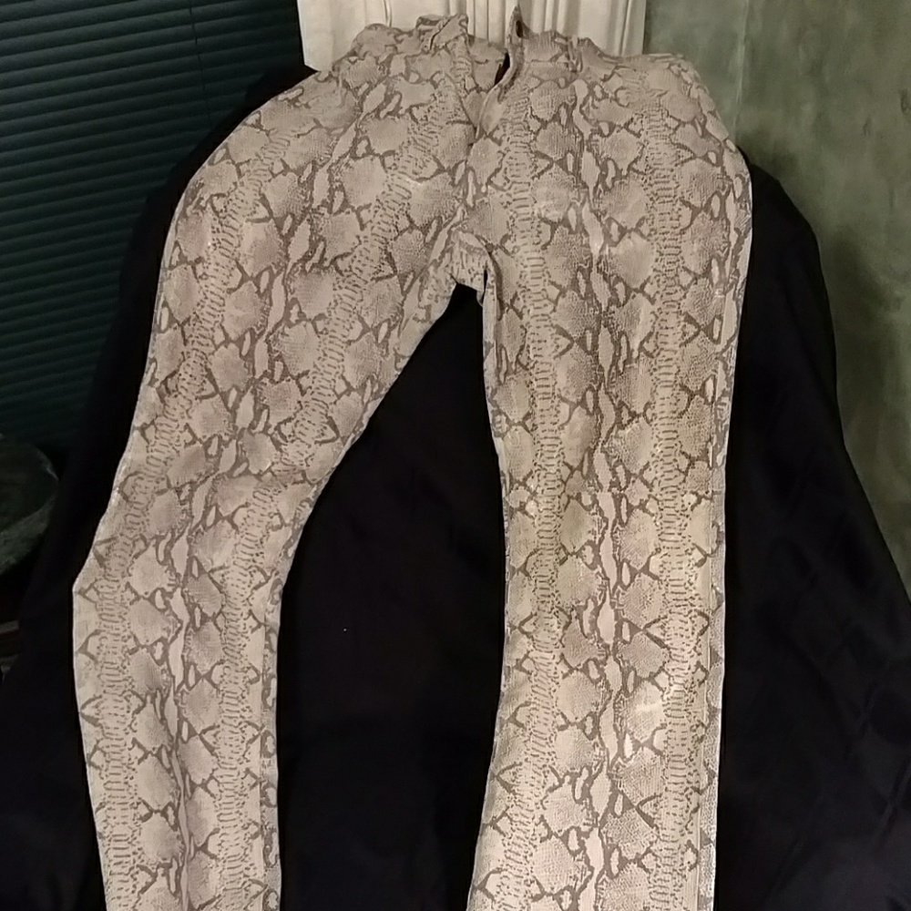 Leather snake skin pants fully lined