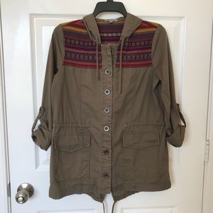 Olive green jacket with hood