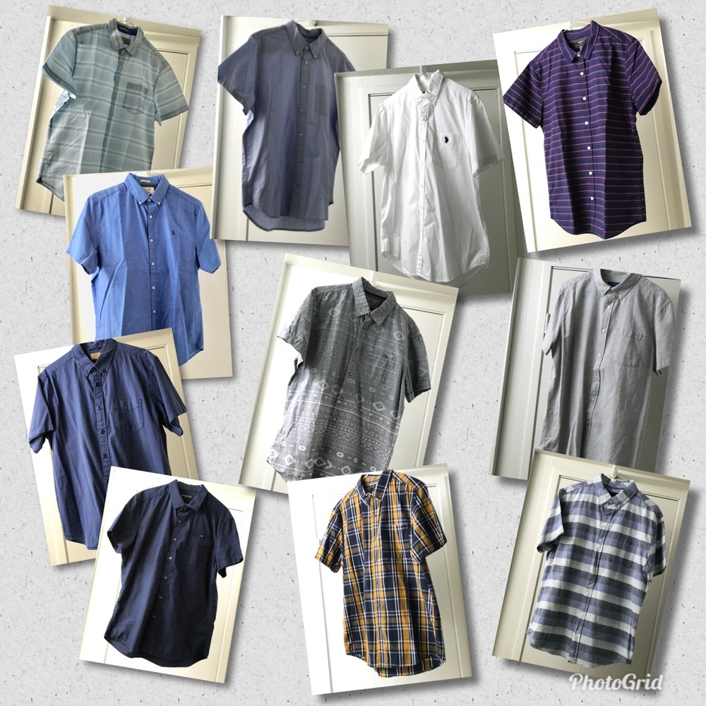 Mens button down short sleeves shirt
