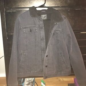 Black denim warm coat