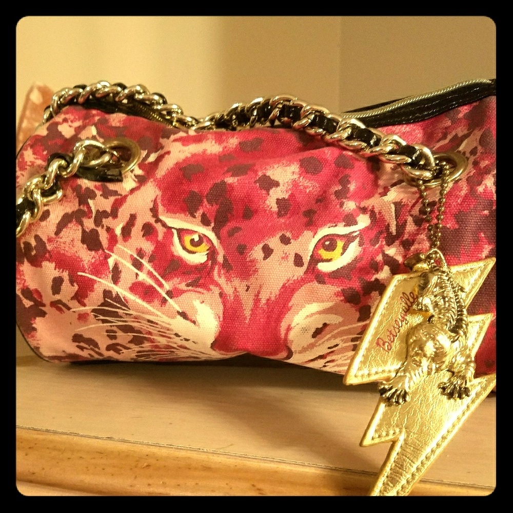 Betsy Johnson Betsyville Cat Print Handbag