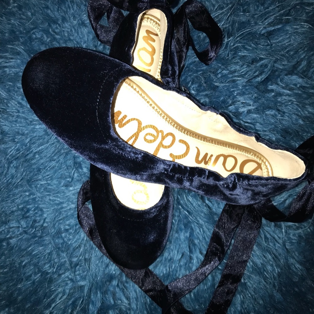 Sam Edelman Fallon Velvet Lace Up Ballet Flat NWOB