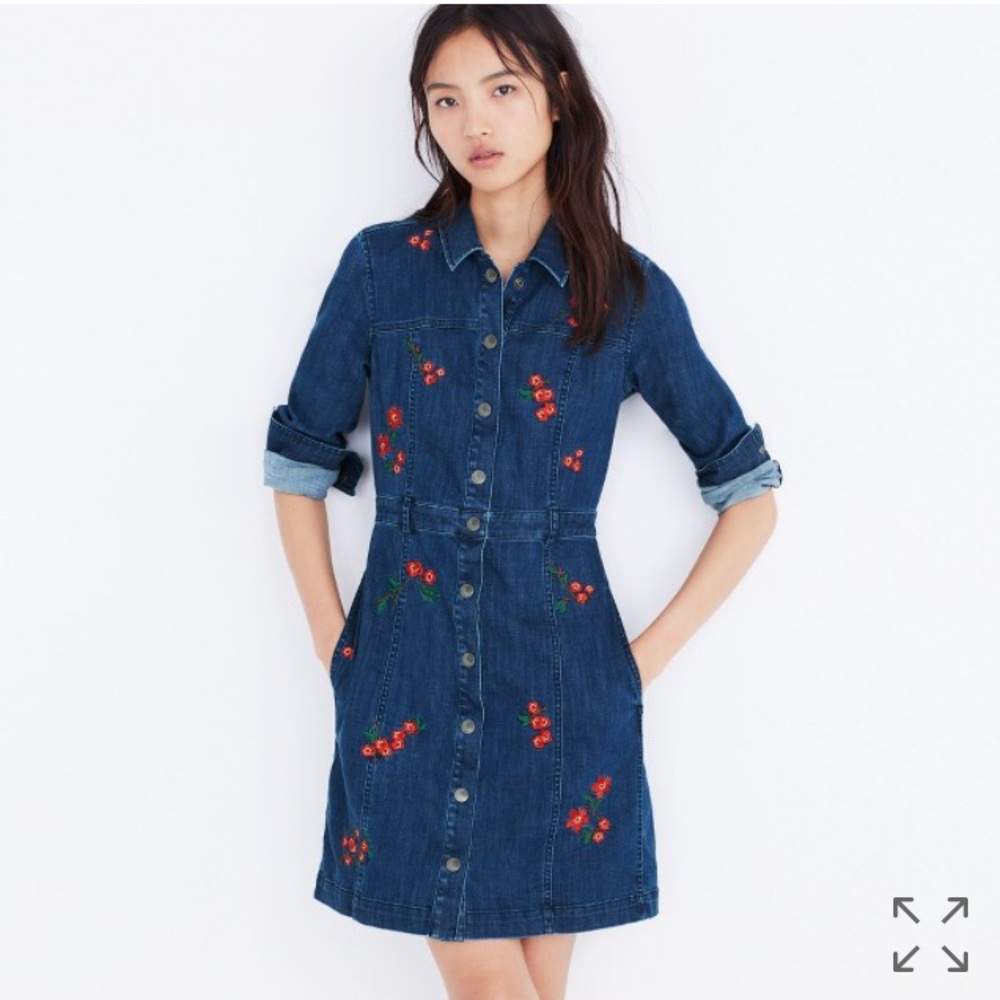 ‼️last chance Madewell denim embroidered dress - Picture 1 of 5