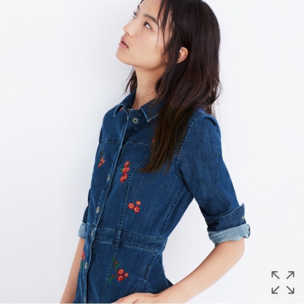 ‼️last chance Madewell denim embroidered dress - Picture 3 of 5