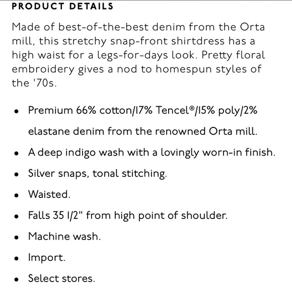 ‼️last chance Madewell denim embroidered dress - Picture 5 of 5