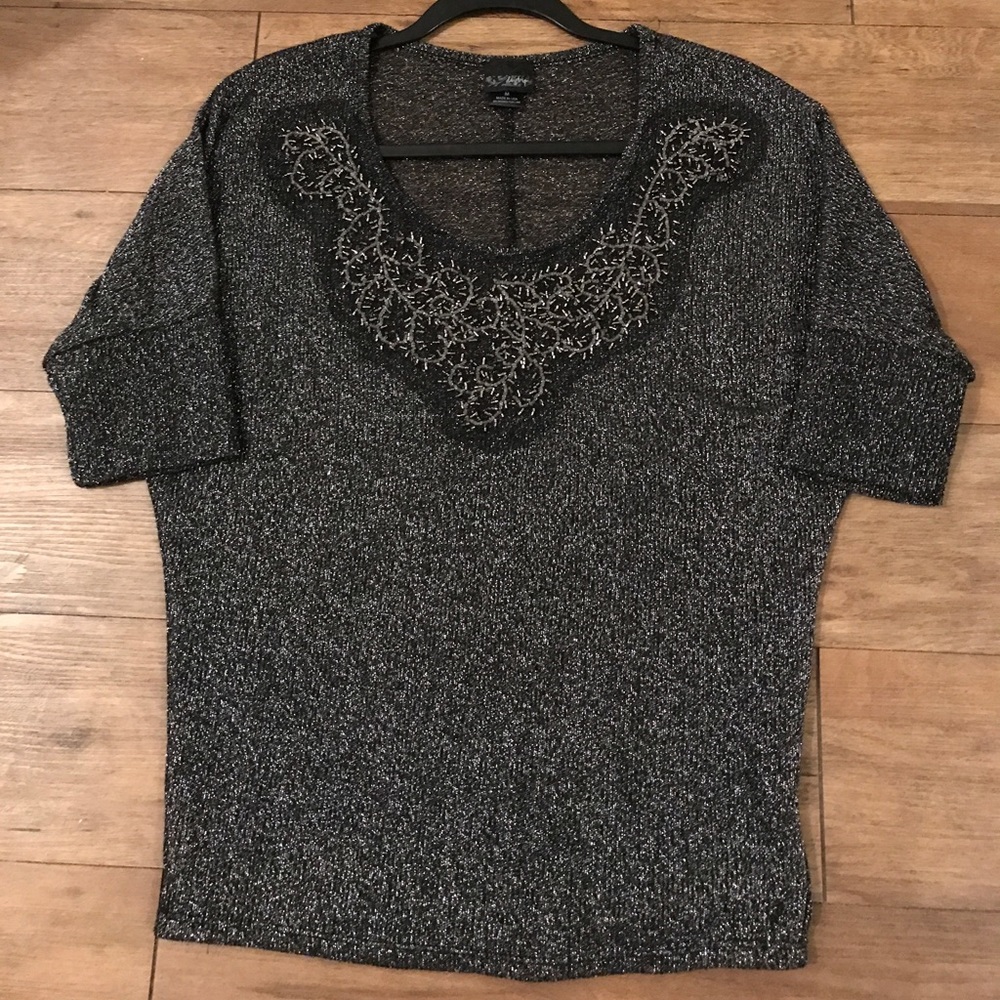 Dark Grey Beaded Top