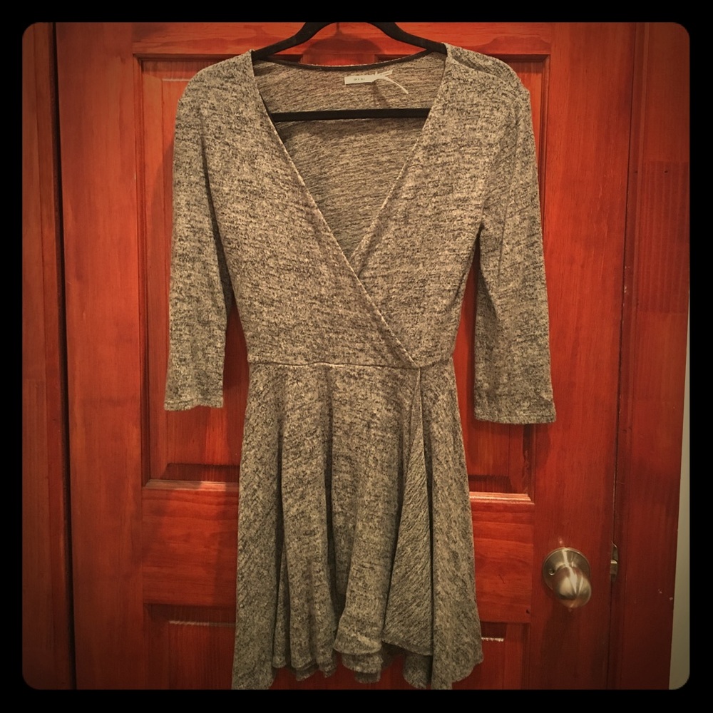 Grey sweater wrap dress