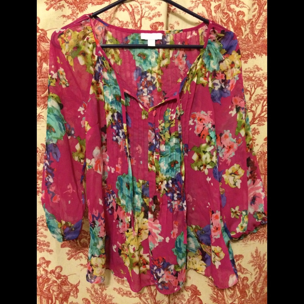 Charter Club pink floral blouse