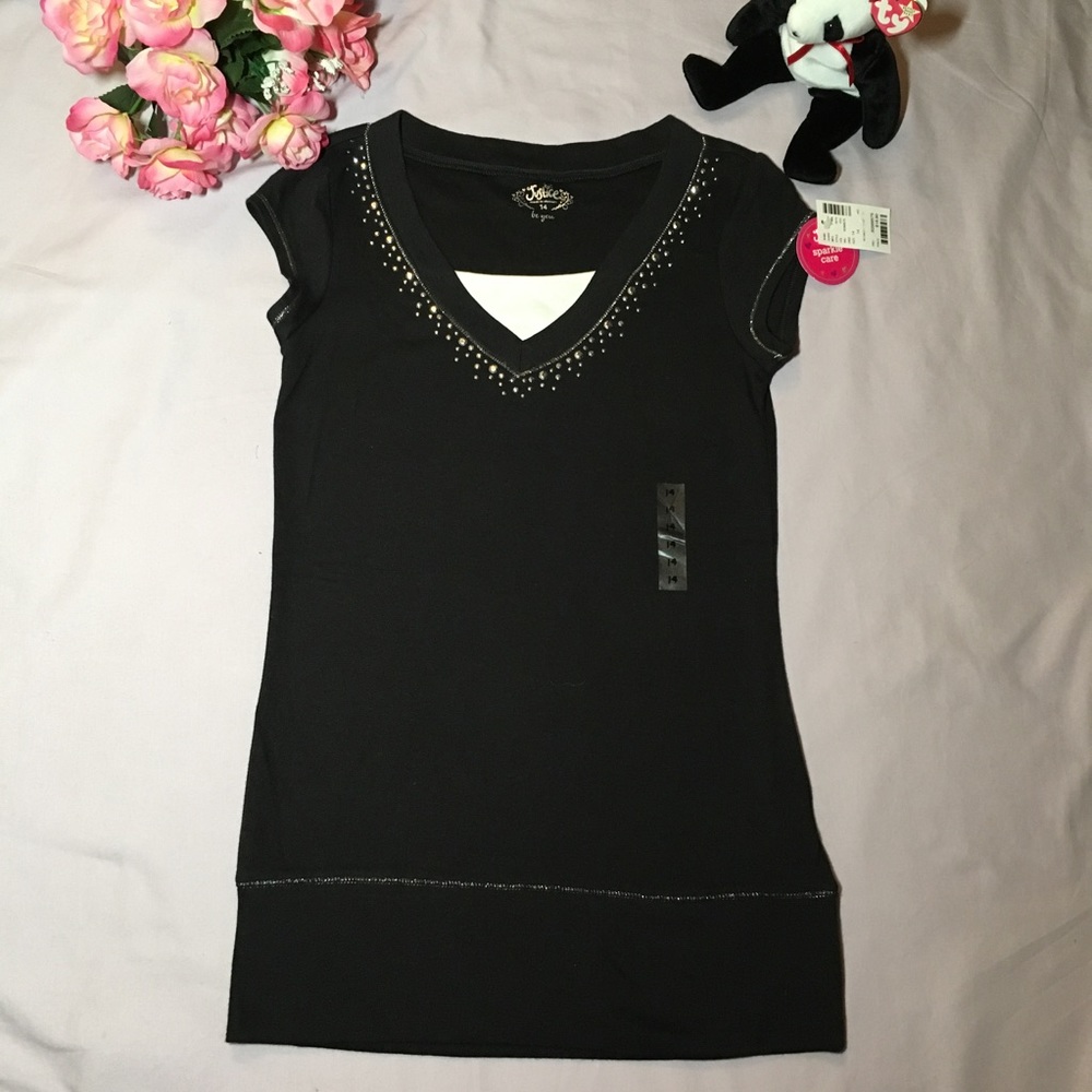 NWT Justice Short Sleeve Sparkle Bling Glitter Tee