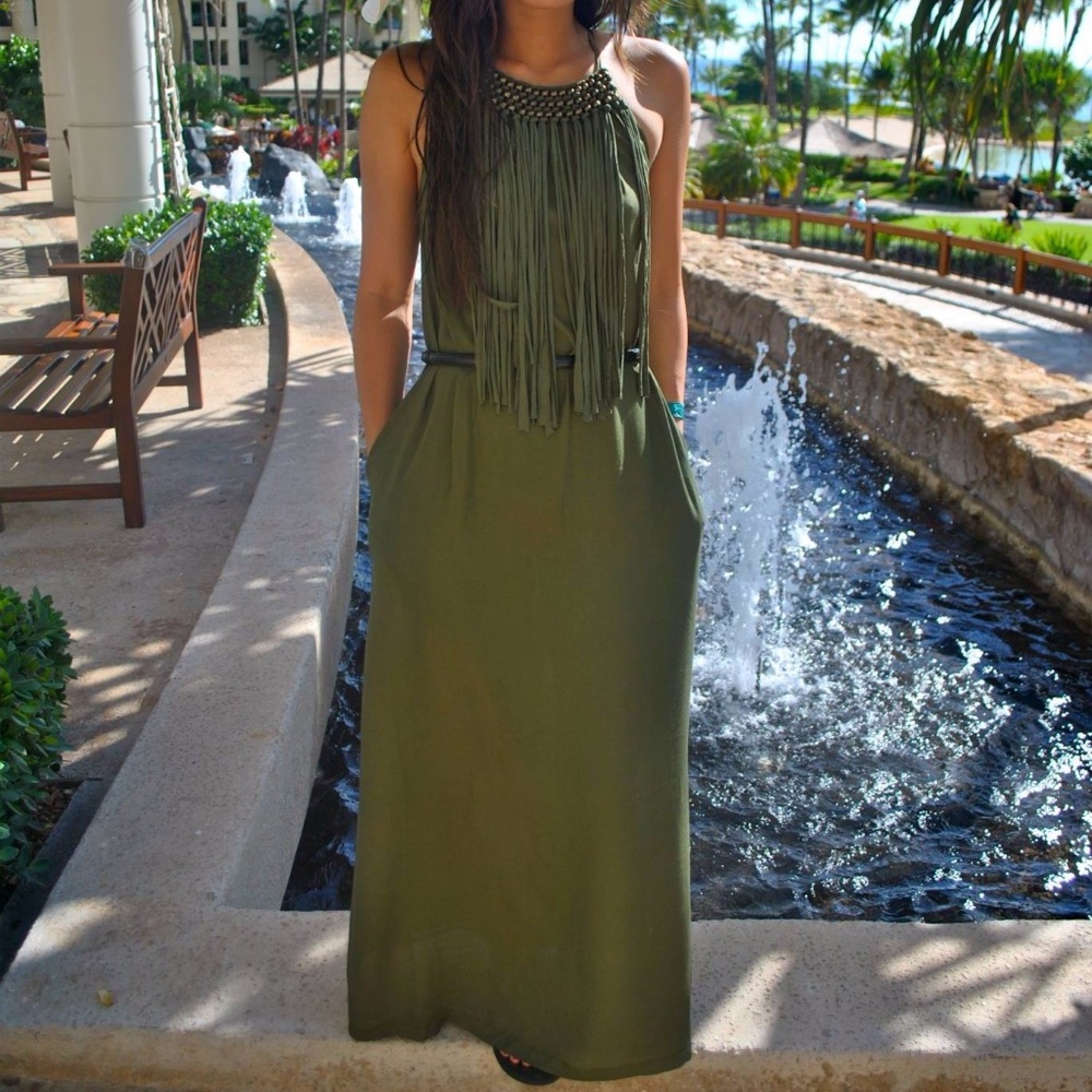 Zara Olive Maxi Dress