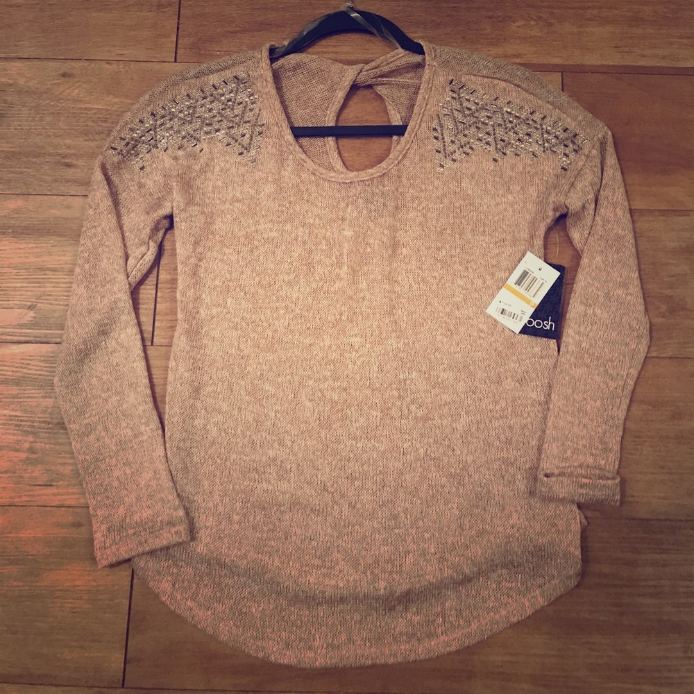 NWT Tan Top w/ Silver Embellishment