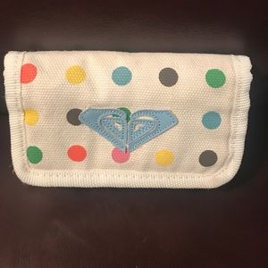 ROXY trifold wallet, polkadot, with blue symbol