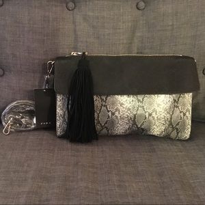 Zara gray snake skin large clutch crossbody strap