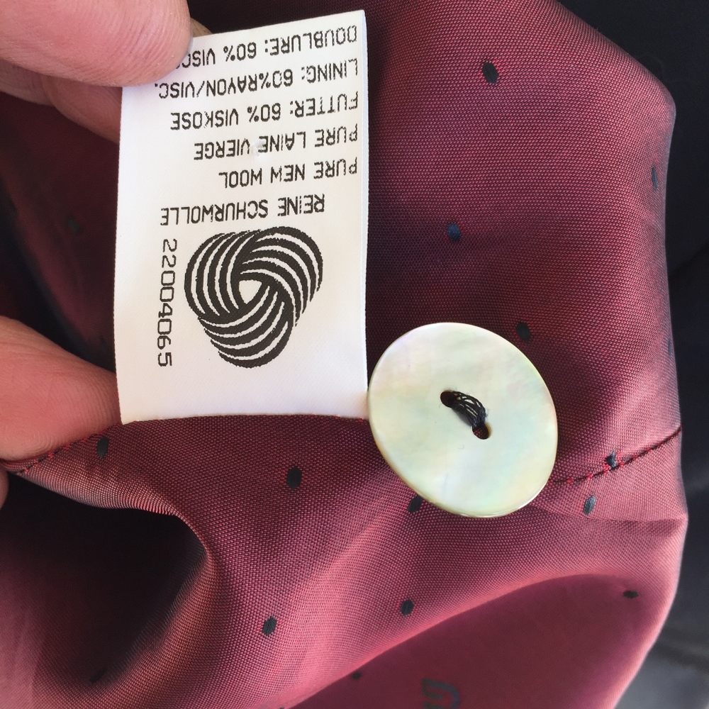 Geiger Black Wool/Lined Jacket/Shell Buttons/New - image 6