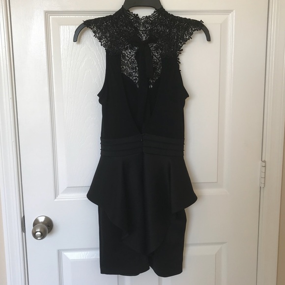Black Crochet Peplum Dress - Picture 4 of 5