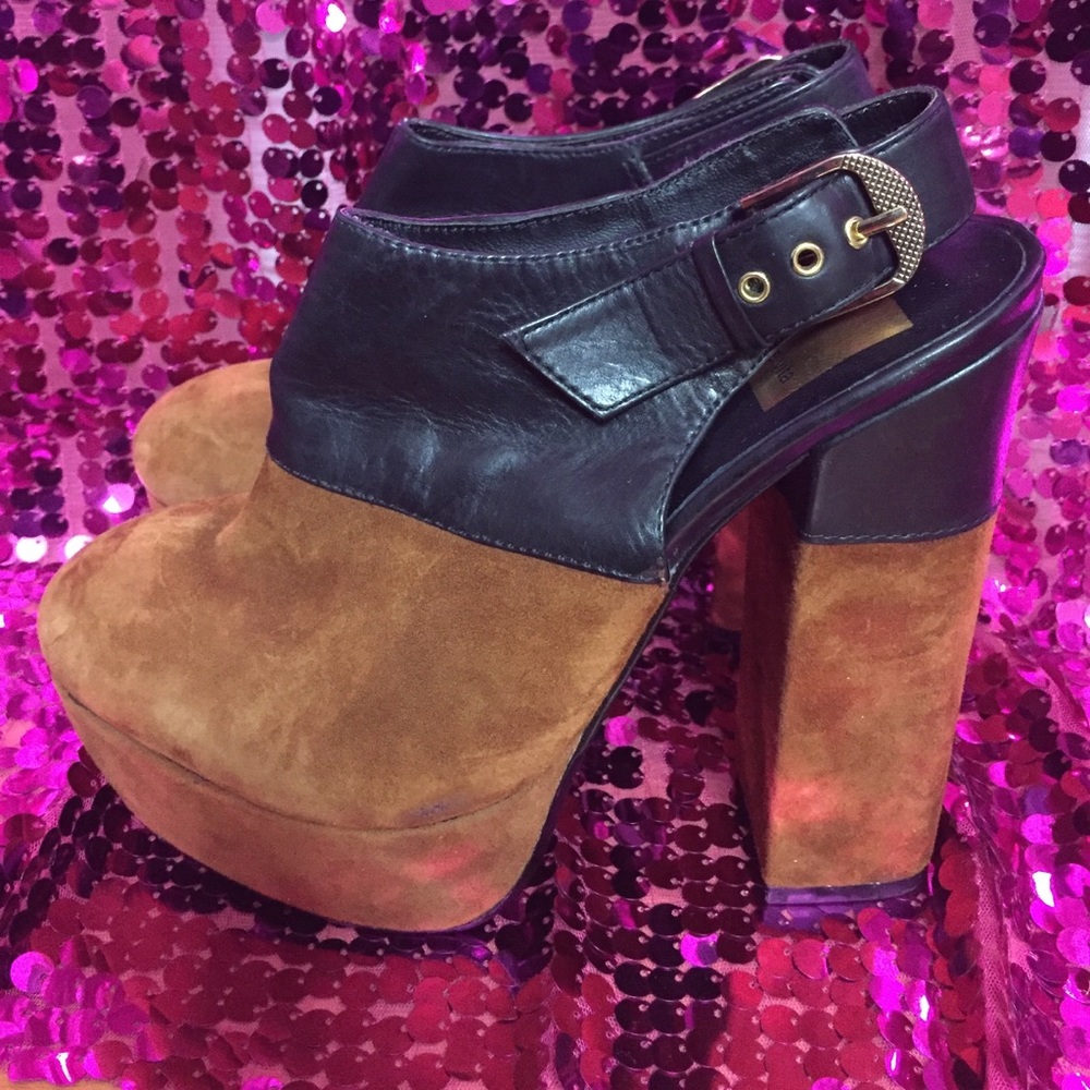 Dolce Vita Leather Suede High Heel Mules