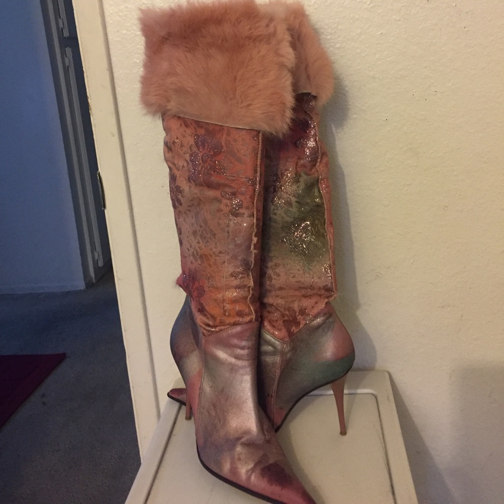 Mayis pink fur boots