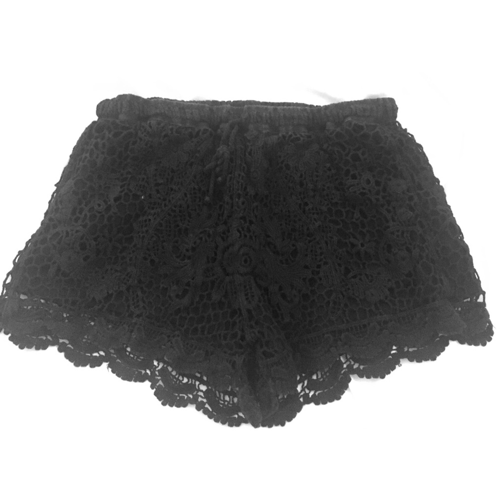 high waisted black crochet shorts