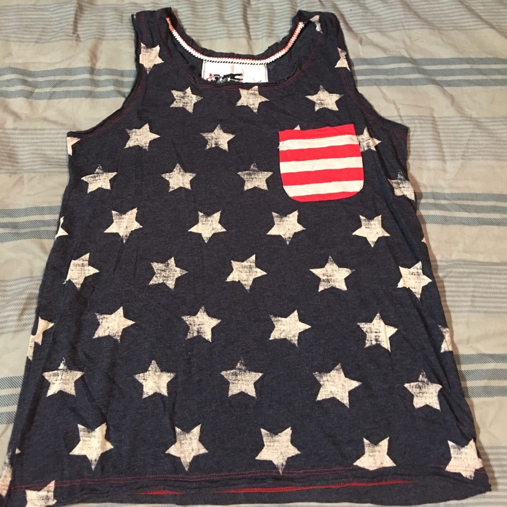 Red, white, and blue tank top. Size S. USA! USA!