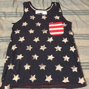 Red, white, and blue tank top. Size S. USA! USA!