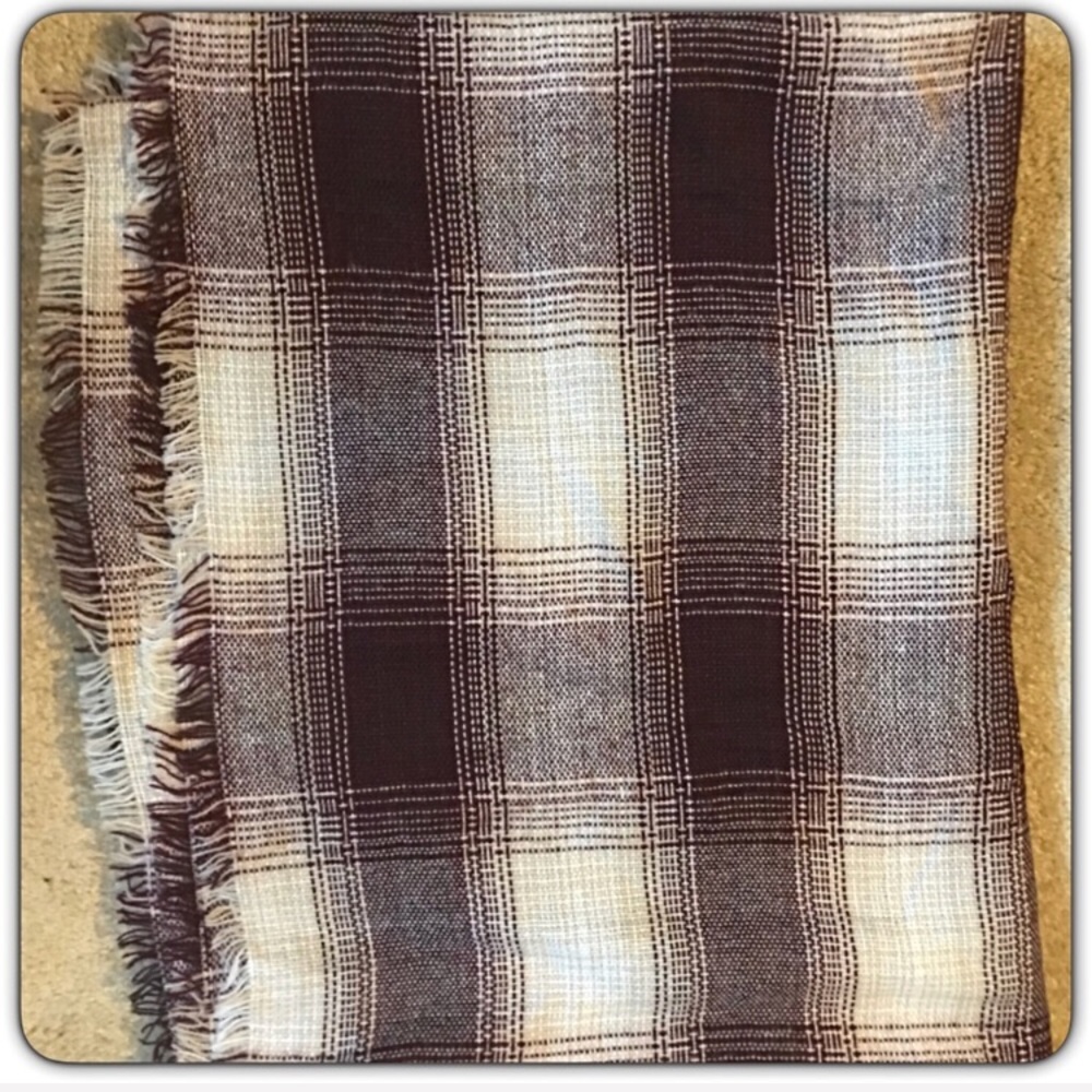 Soft Plaid Infinity Scarf With Raw Edge - Picture 5 of 5