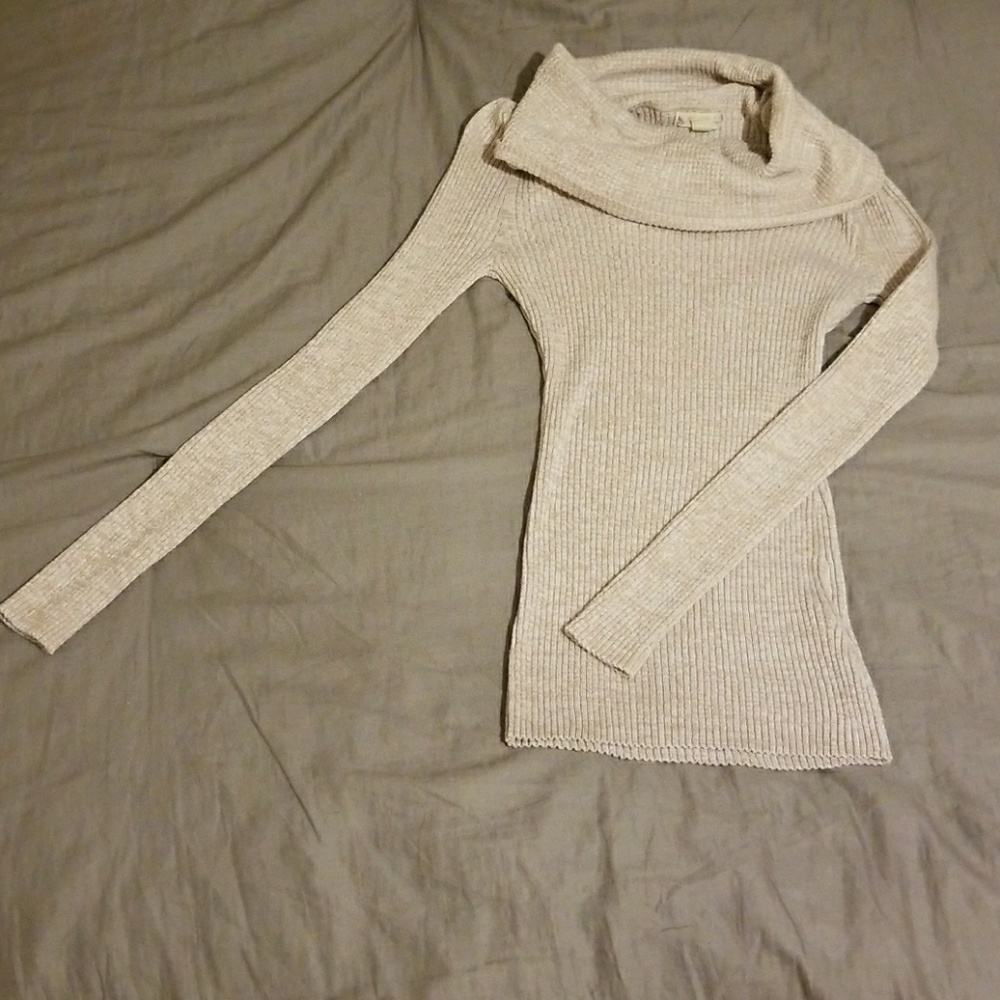 Gold off-shoulder fold over sweater