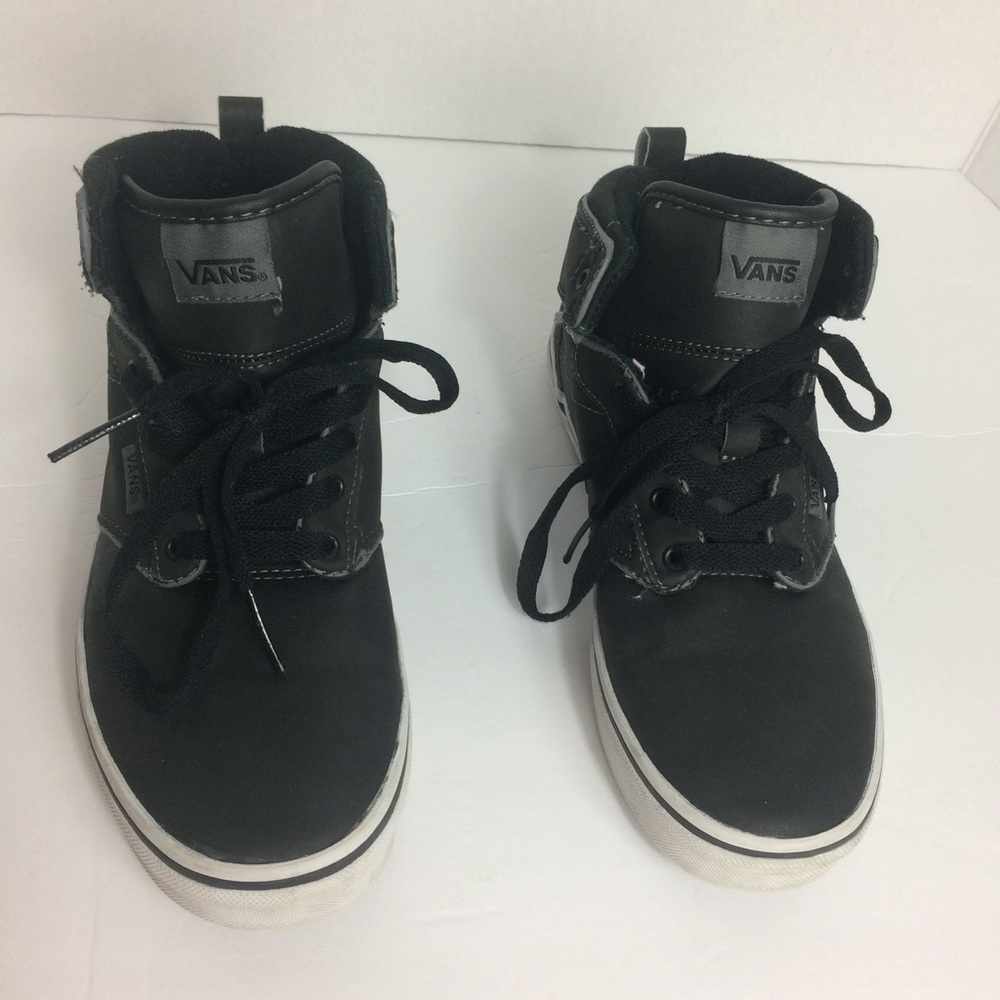Boys VANS Black leather Hi Tops Sneakers
